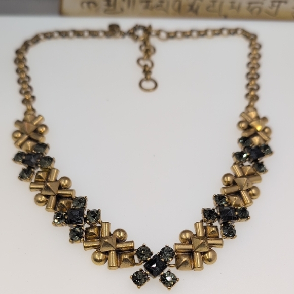 J. Crew Gold and Smokey Grey Necklace with X-Shaped Links - Picture 4 of 6